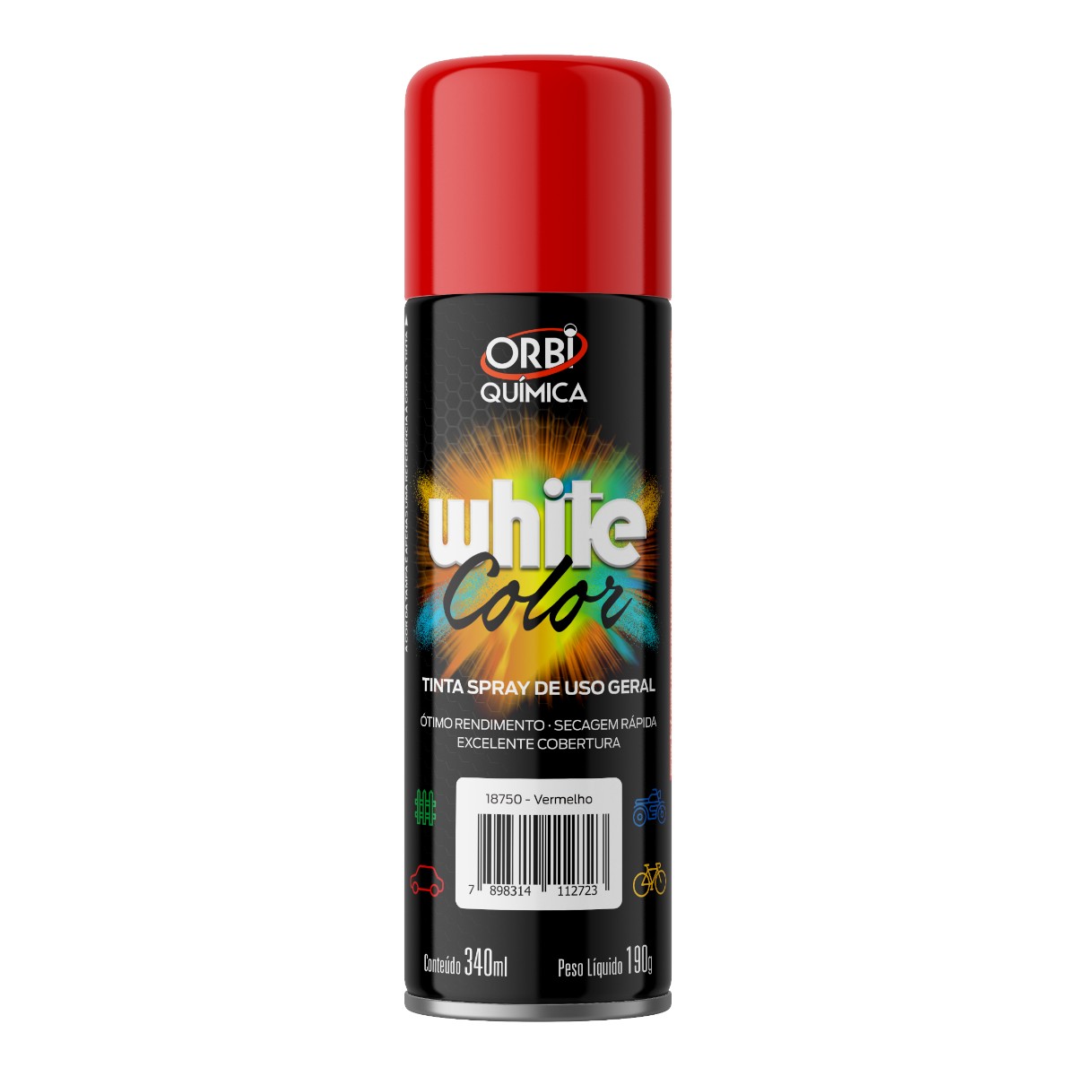 Tinta Spray White Color Vermelho 340ml Orbi Química [18750]