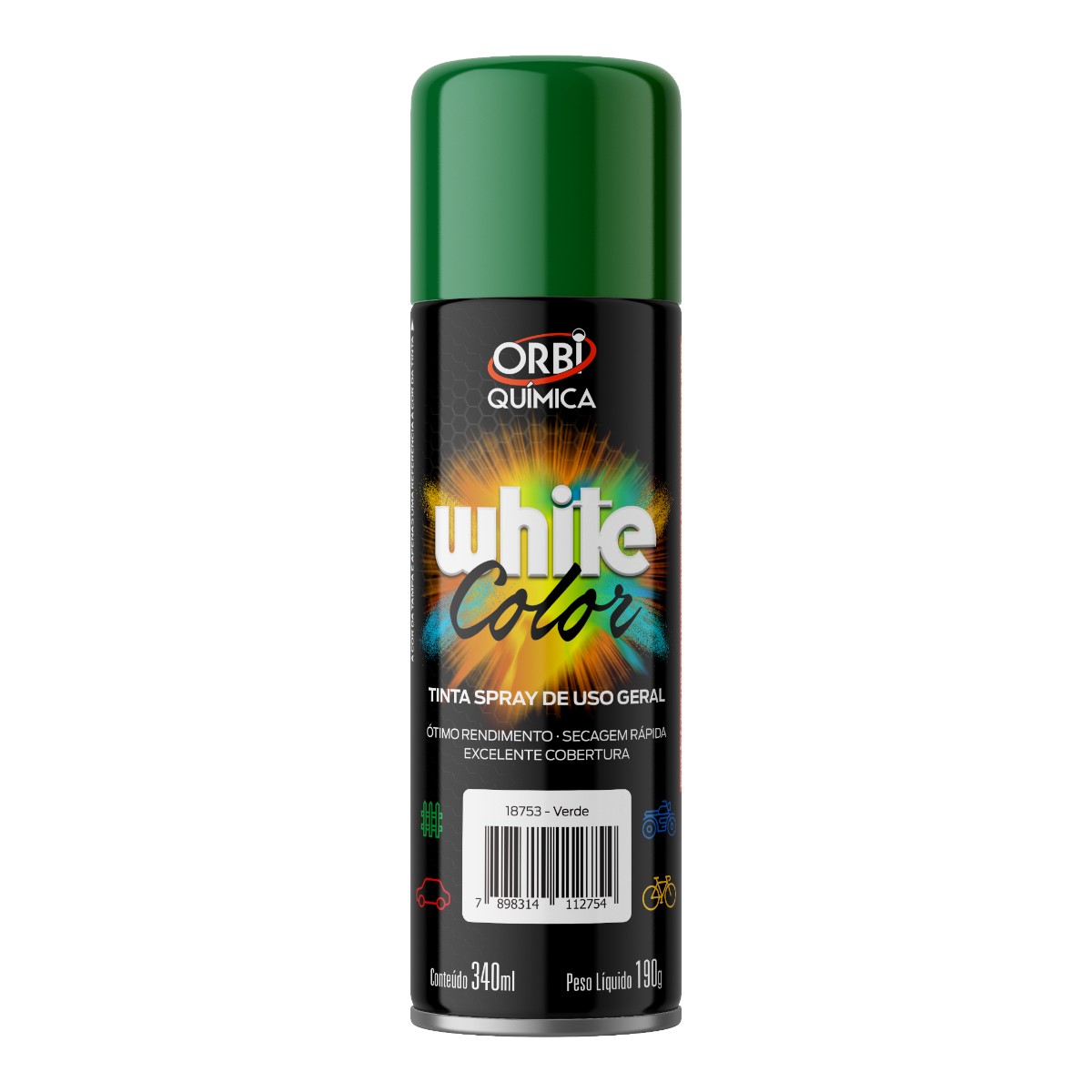 Tinta Spray White Color Verde 340ml Orbi Química [18753]