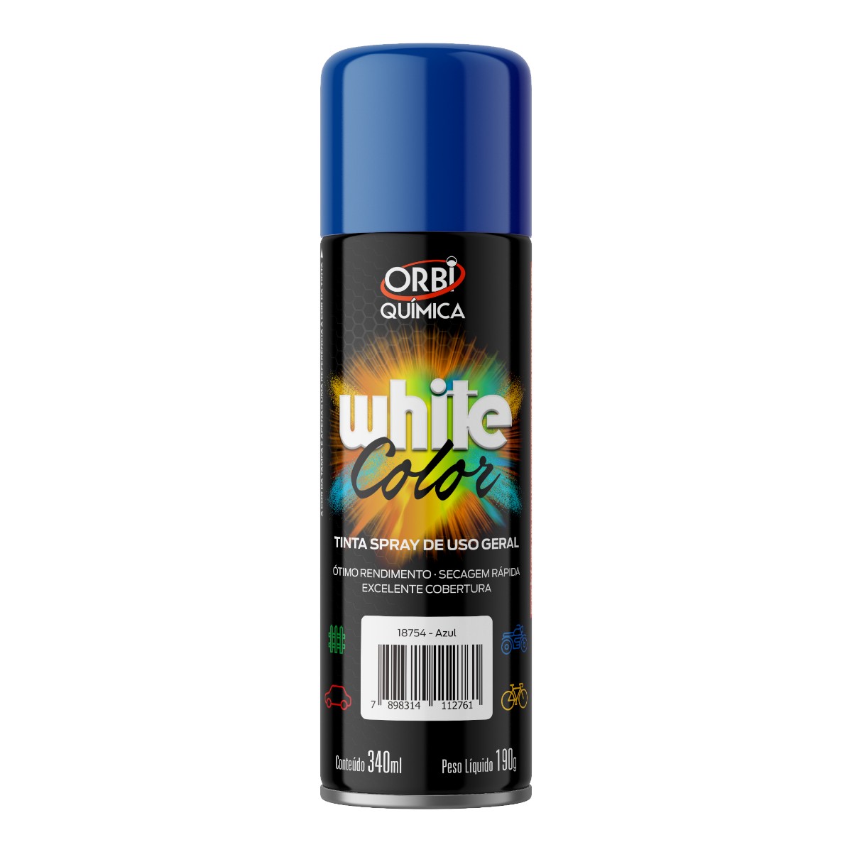 Tinta Spray White Color Azul 340ml Orbi Química [18754]
